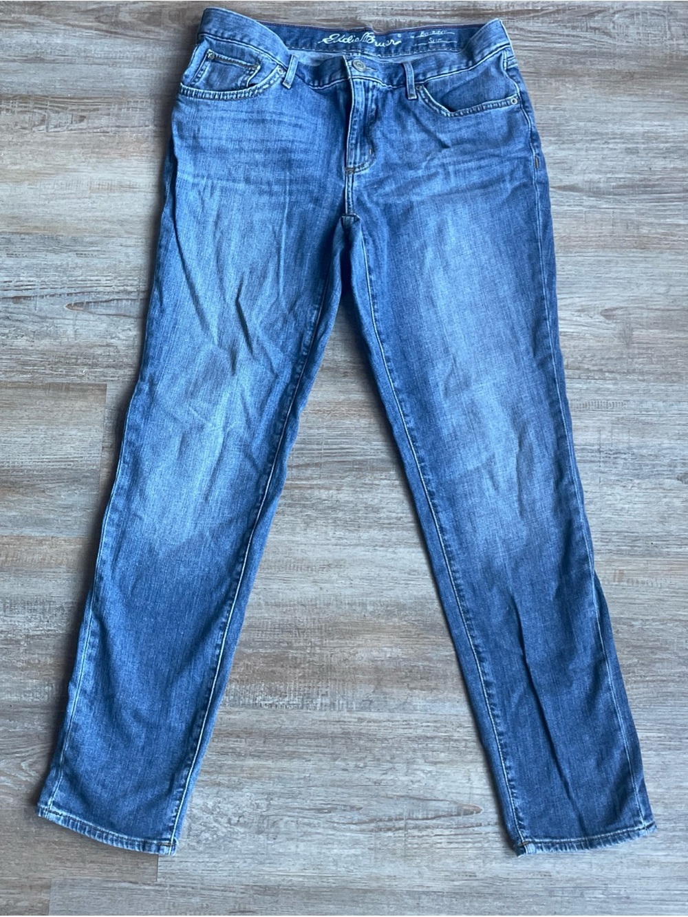 Eddie Bauer Boyfriend Slim Mid Rise Stretch Blue Jeans Womens Size 8